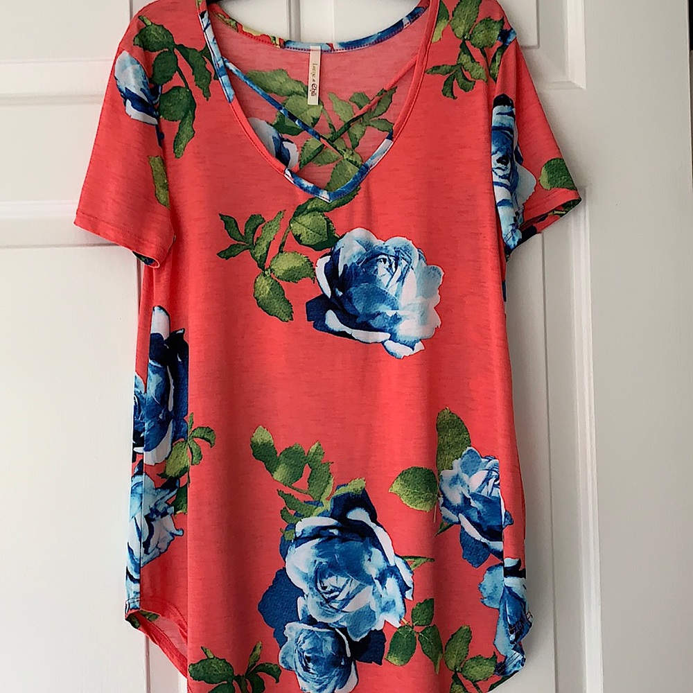 Rarely Worn Lime & Chili Top Coral & Blue